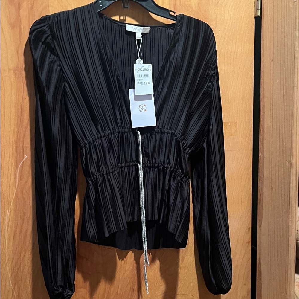 Wayf Black Pleated Blouse